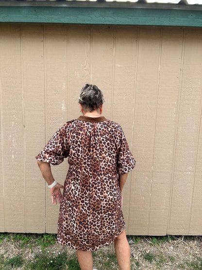 Contrast Detail Animal Print Umgee Dress