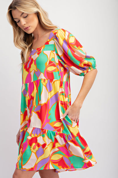 Easel Ruffle Bottom Dress