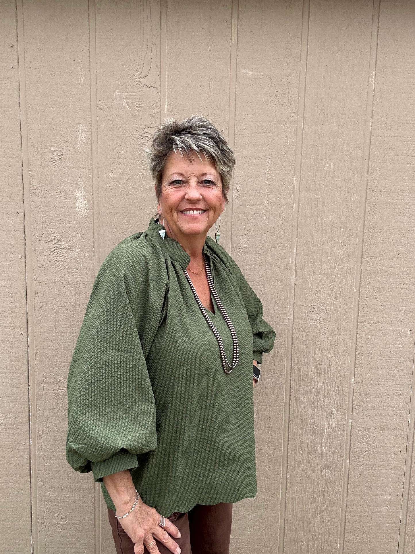 Umgee Textured Scalloped Top