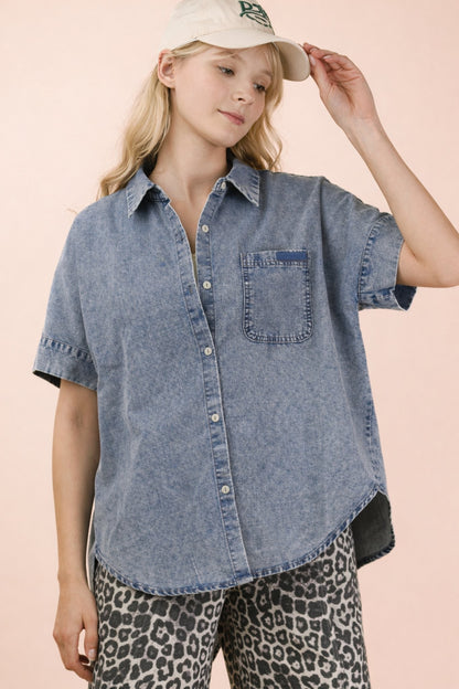 Very j Over sized Cambray shirt top