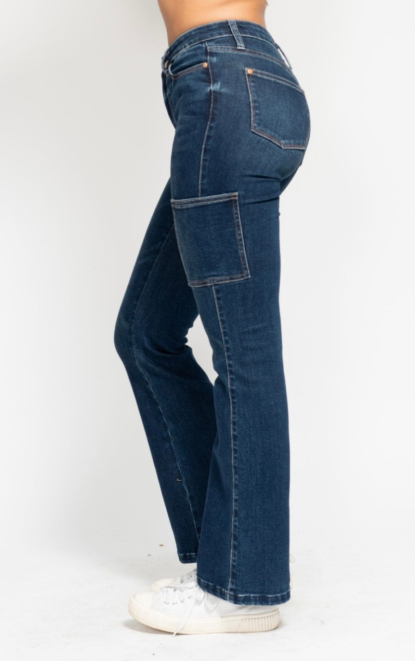 **Judy Blue High Waisted Cargo Bootcut Jeans