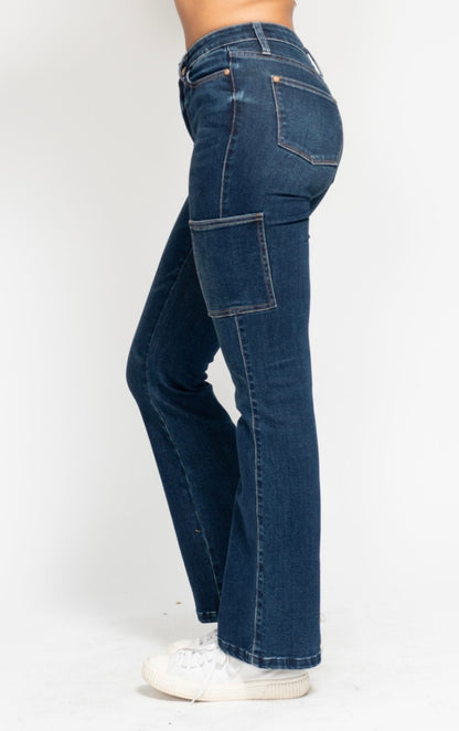 **Judy Blue High Waisted Cargo Bootcut Jeans