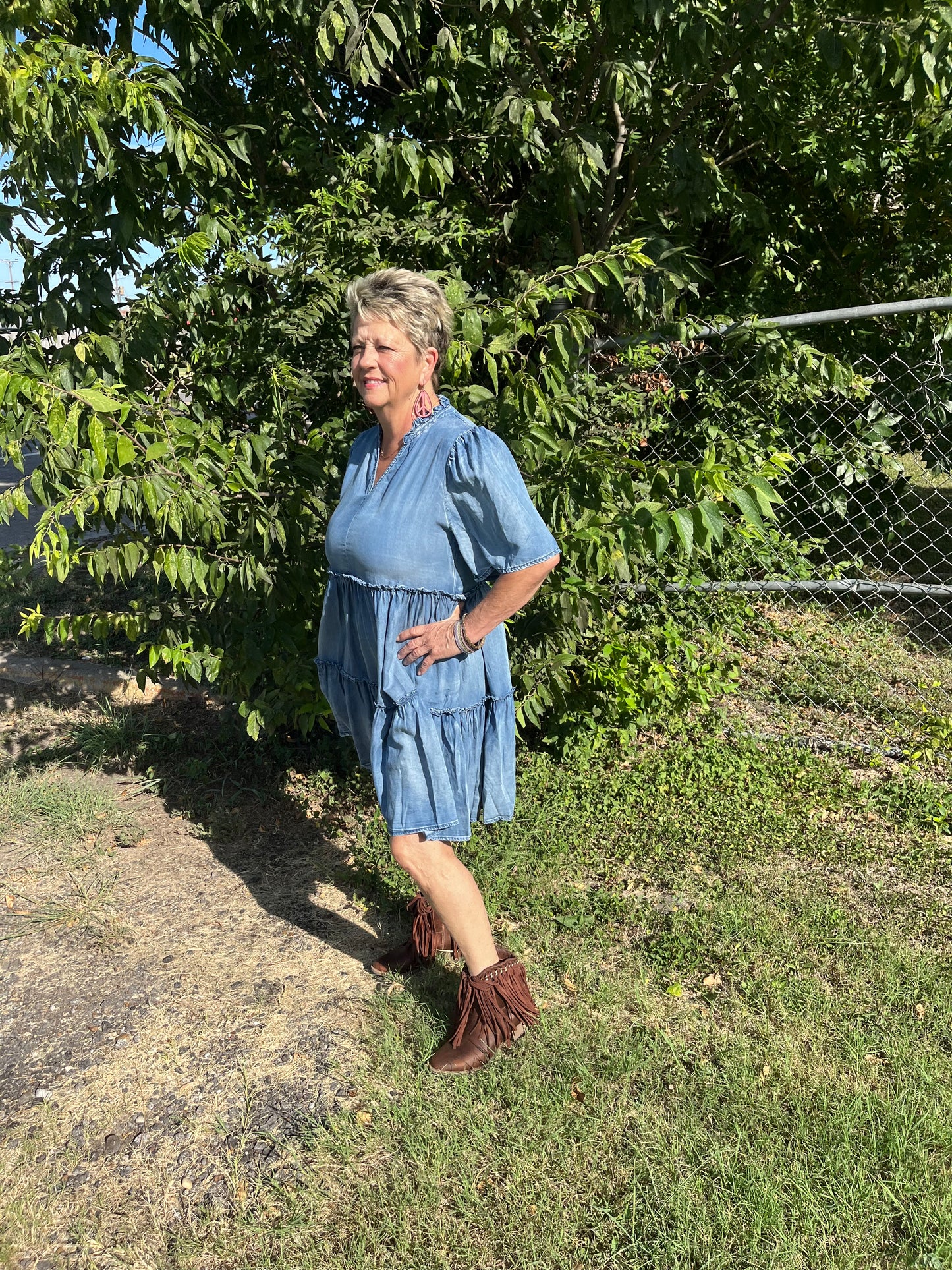 She + Sky Denim mini dress