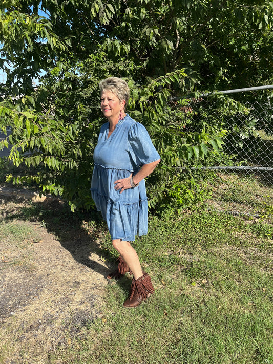 She + Sky Denim mini dress