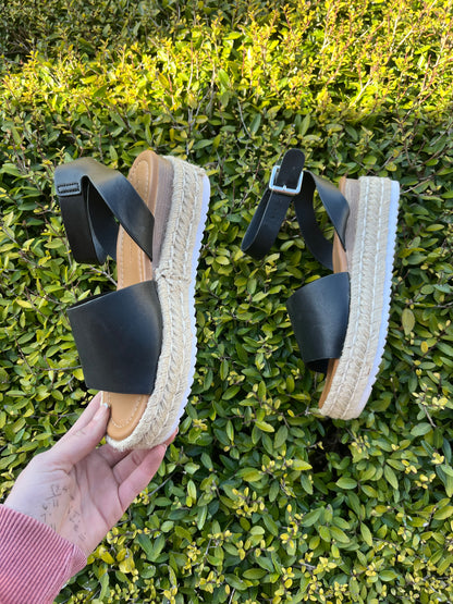 Burlap Platform Sandals