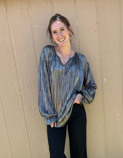 Silver Slinky Long Sleeve Plus Size