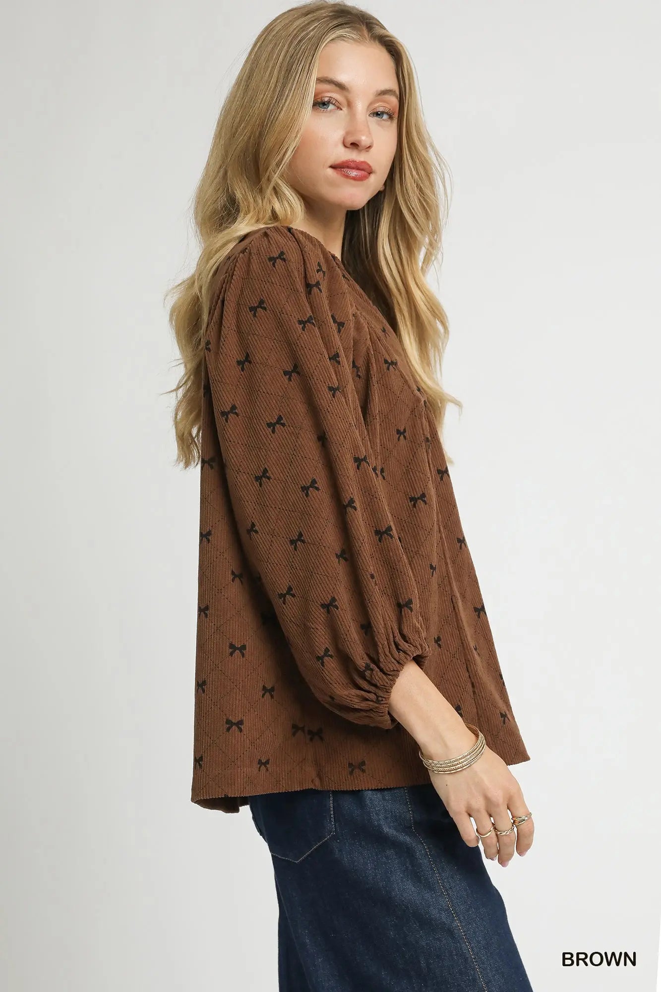 Umgee Corduroy Bow Top