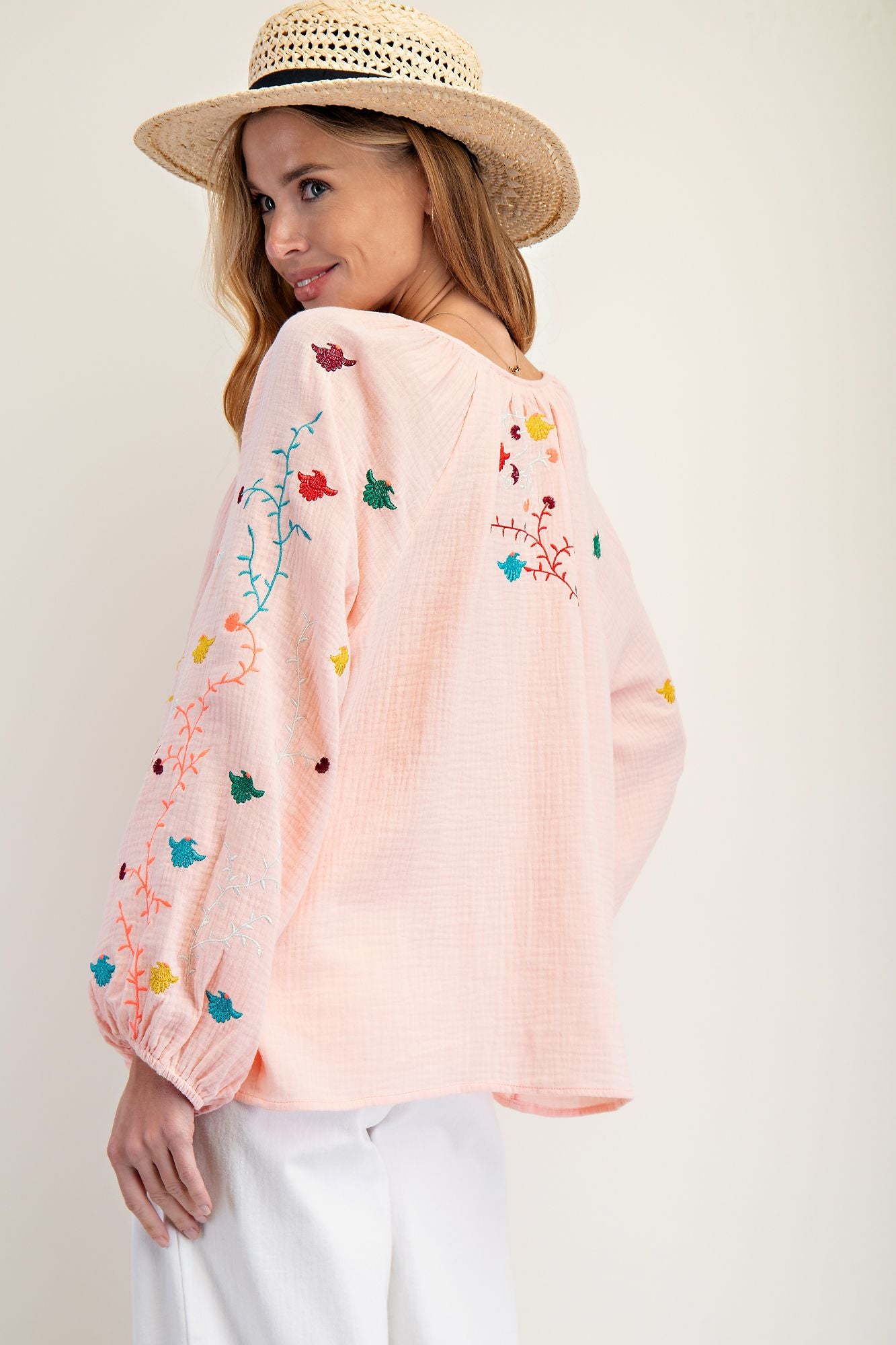 Easel Embroidered Top