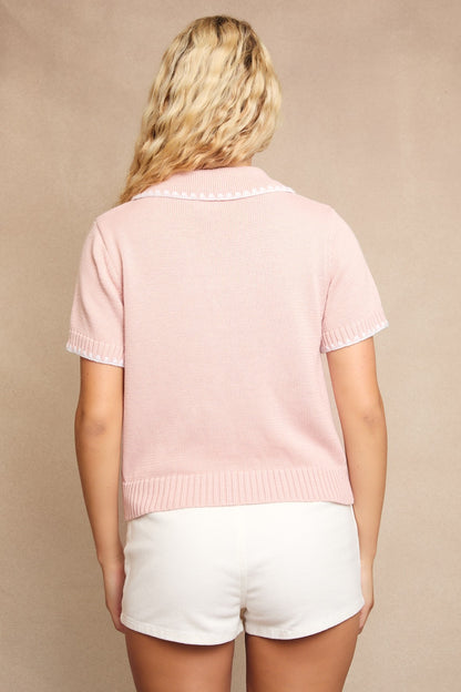 Blanket Stitched Sweater Top