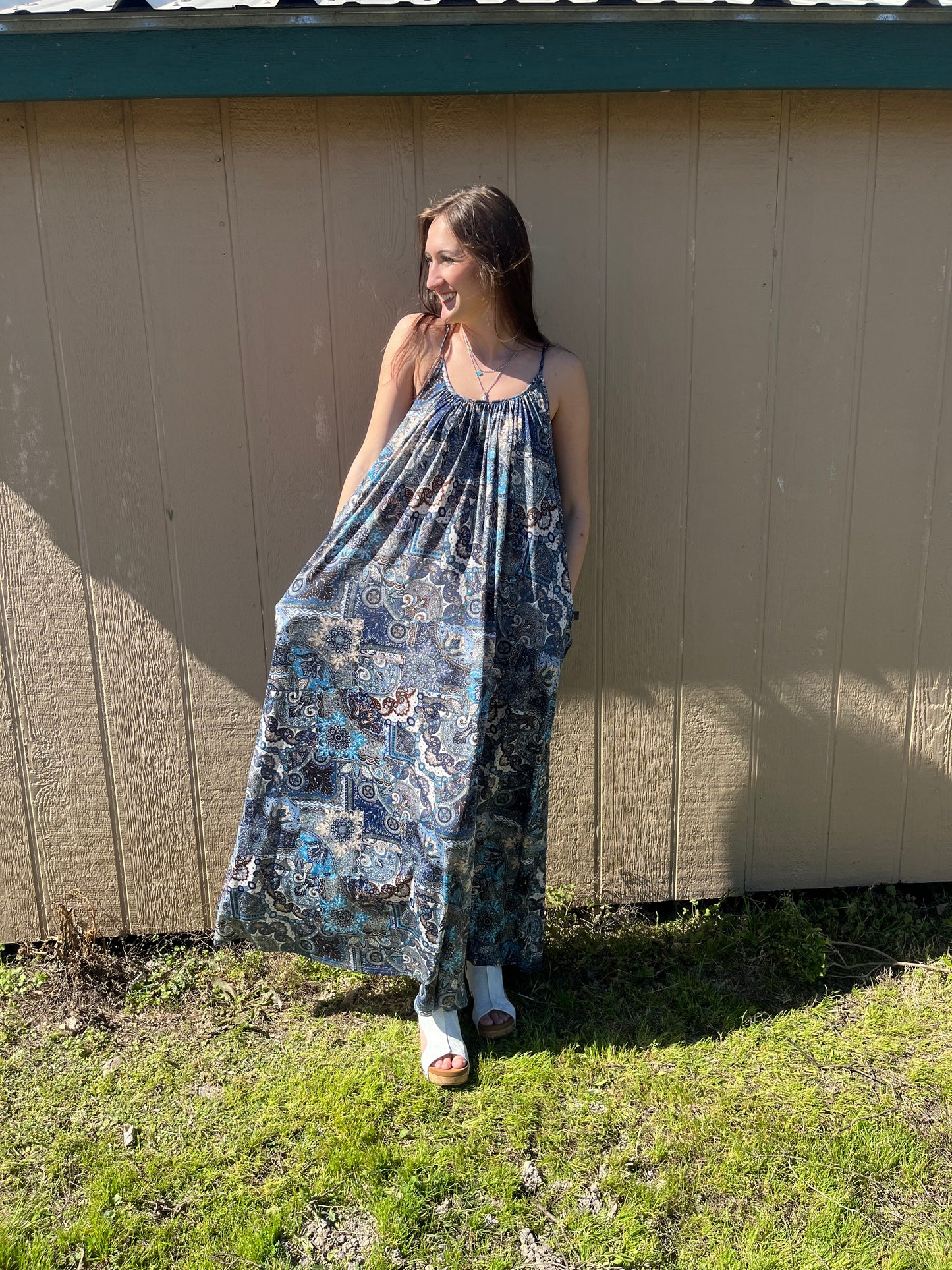 Blue Paisley Maxi Dress