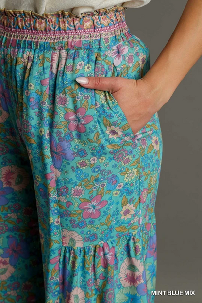 Umgee Wide Leg Floral Pants