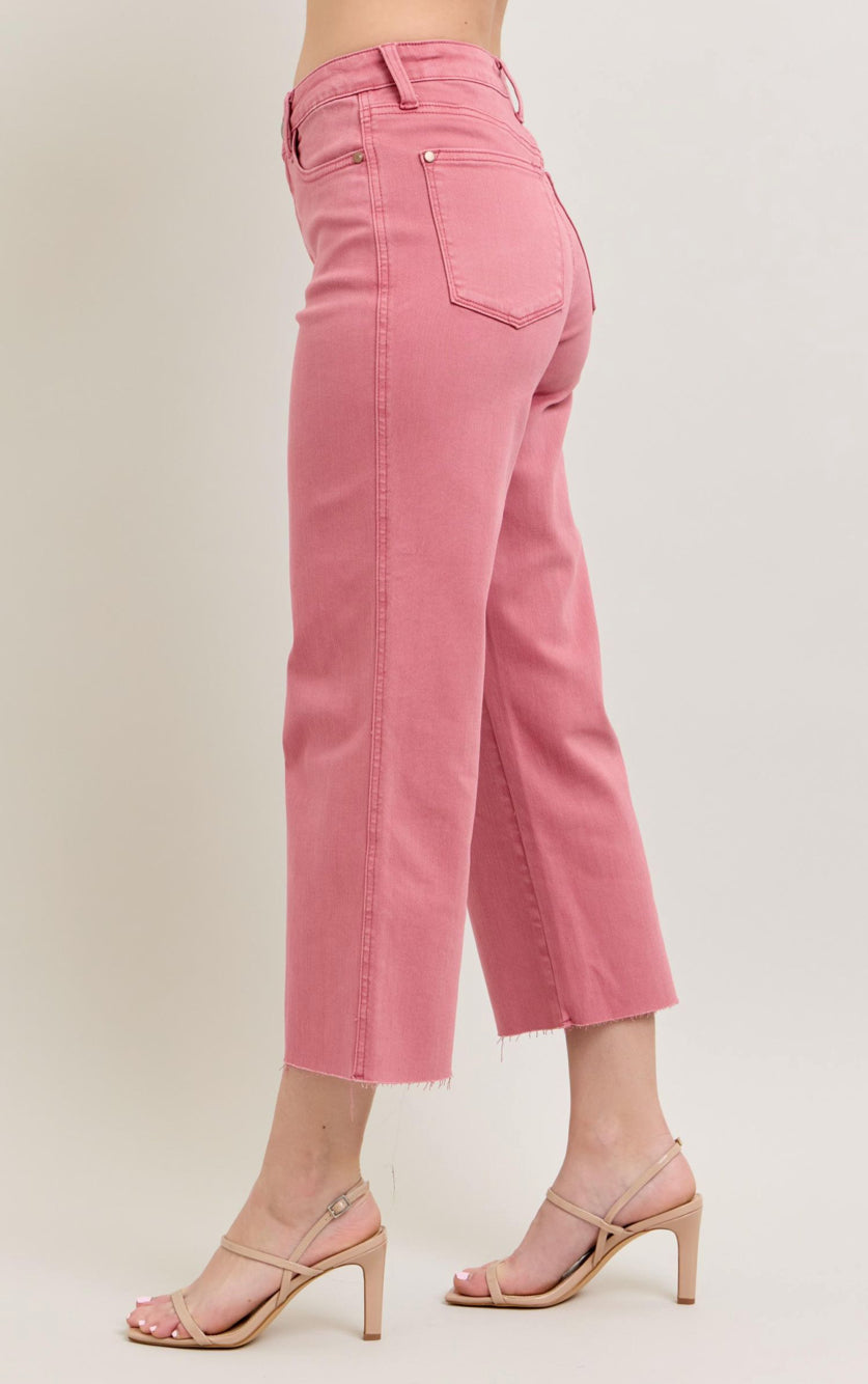 Judy Blue Rose Wide Leg Crops