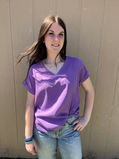 Short Sleeve V Neck Top