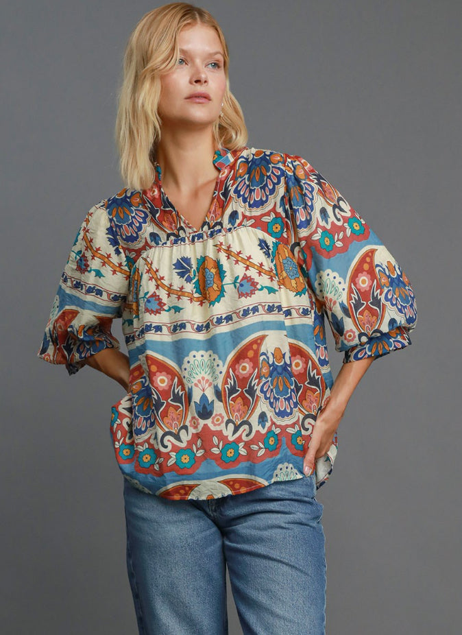 Umgee Split Neck Top