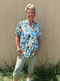 Southern Stitch blue/gold blouse