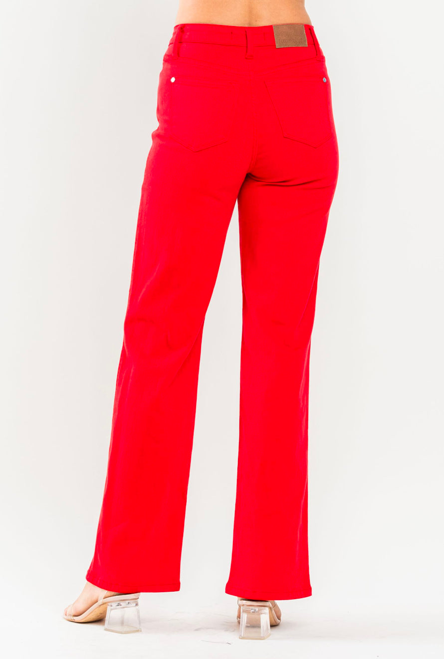 **Judy Blue Red 90s Straight Jeans