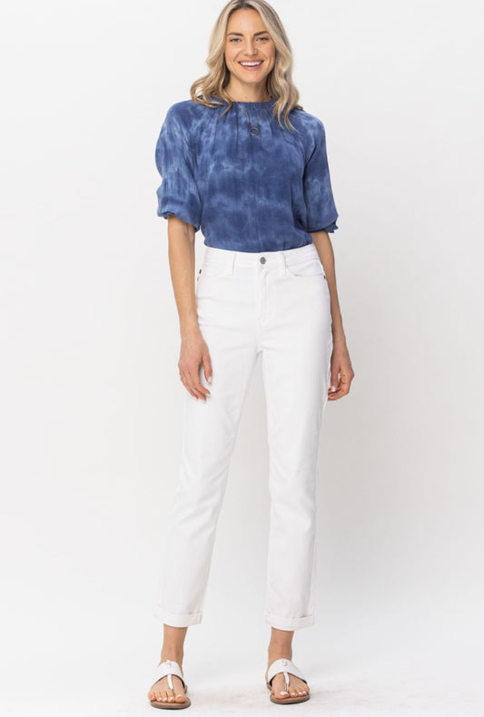 Judy Blue White Boyfriend Fit Jeans