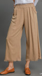 Umgee Wide Leg Crop Linen Pants