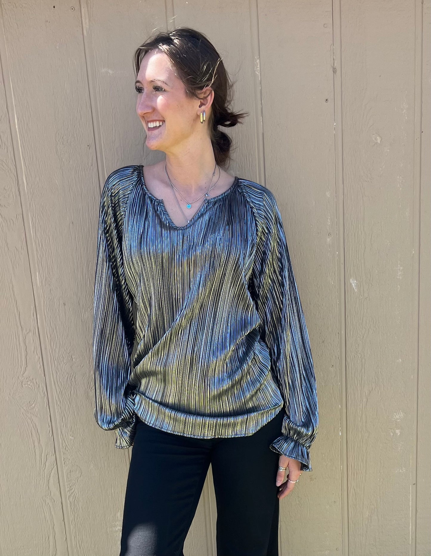 Silver Slinky Long Sleeve Plus Size
