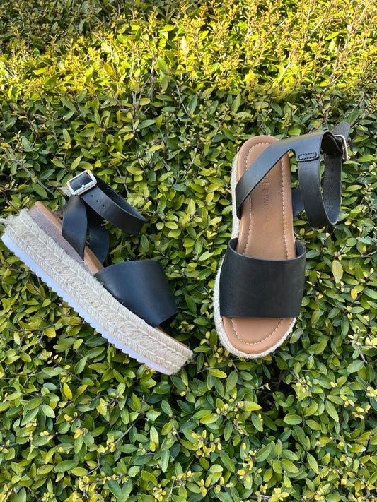 Burlap Platform Sandals