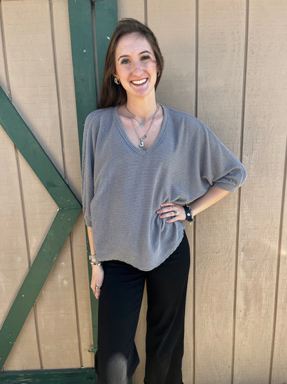 Tres Bien Ribbed Dolman Sleeve Top