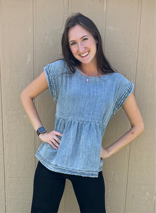 Braided Denim Top