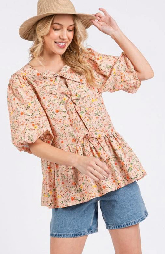 Tie Up Floral Top