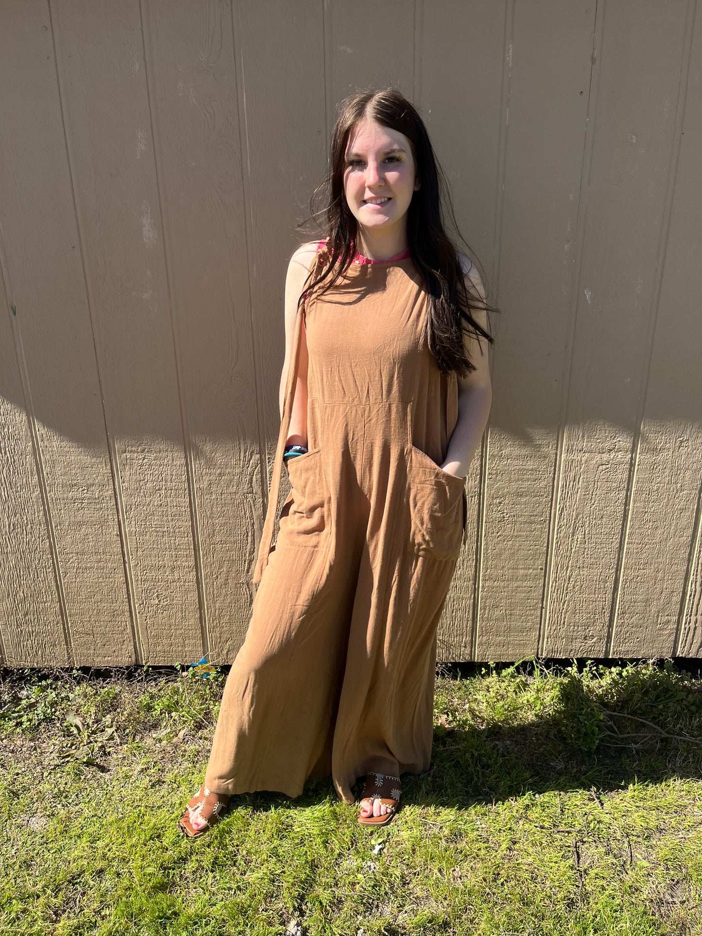 Loose fit wide leg jumpsuit
