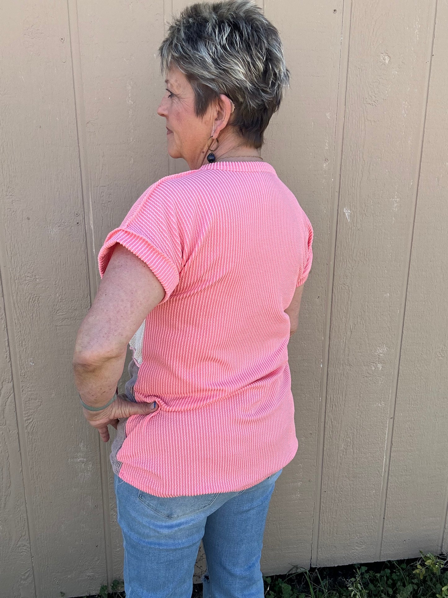 Tri-Colored Ribbed Top