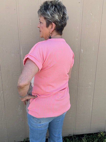 Tri-Colored Ribbed Top