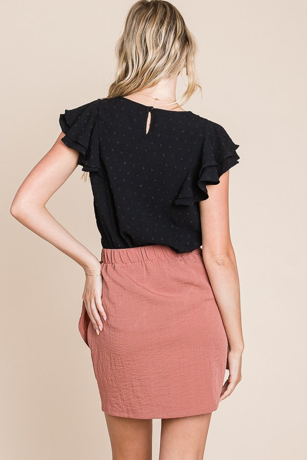 Overlap Tie Mini Skirt