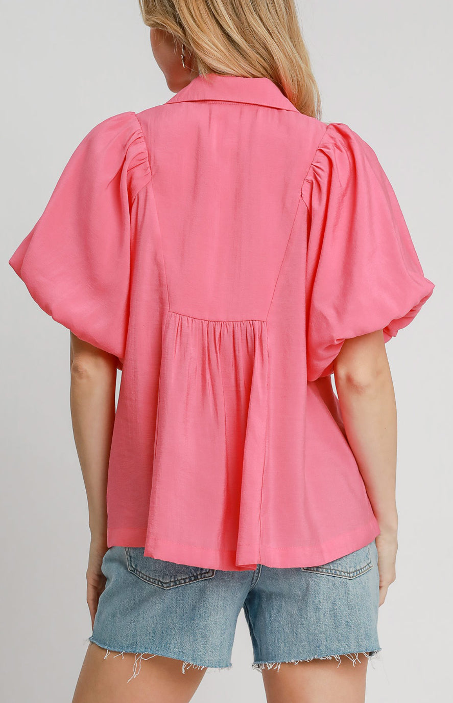 Umgee Bubble Sleeve Blouse