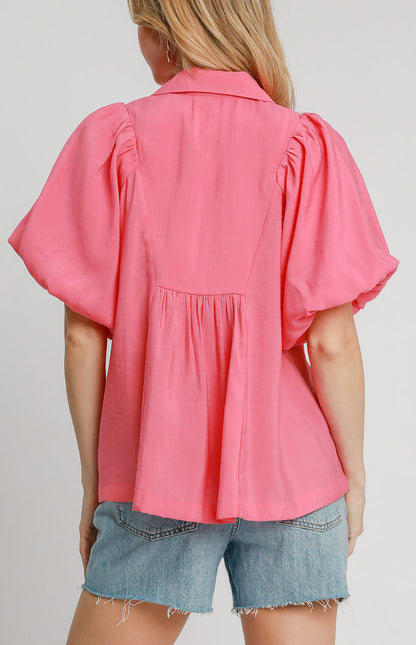 Umgee Bubble Sleeve Blouse
