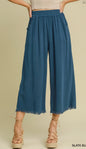 Umgee Wide Leg Crop Linen Pants