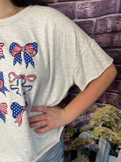 Cutoff Red, White, and Blue Tee