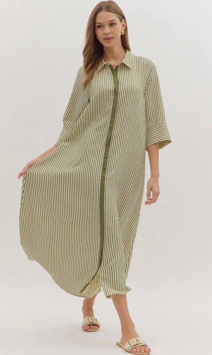 Entro Striped Midi Dress