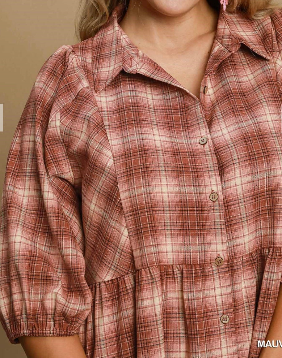 Umgee Checkered Mini Dress