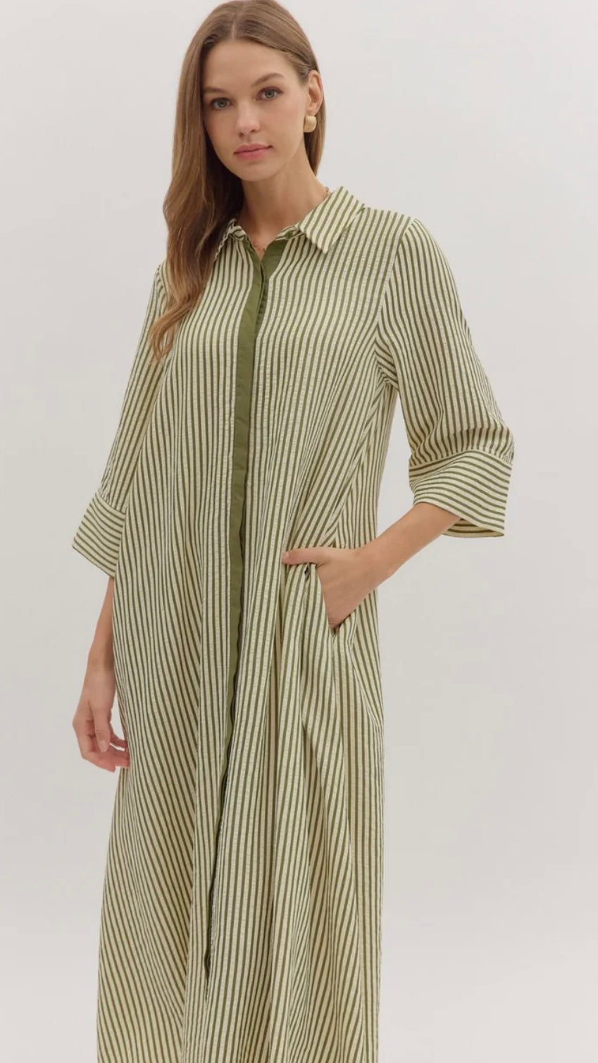 Entro Striped Midi Dress