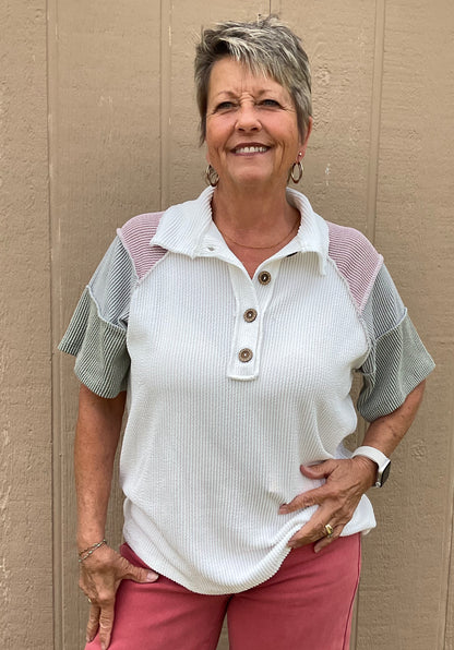 Urban Ribbed Color Block Top