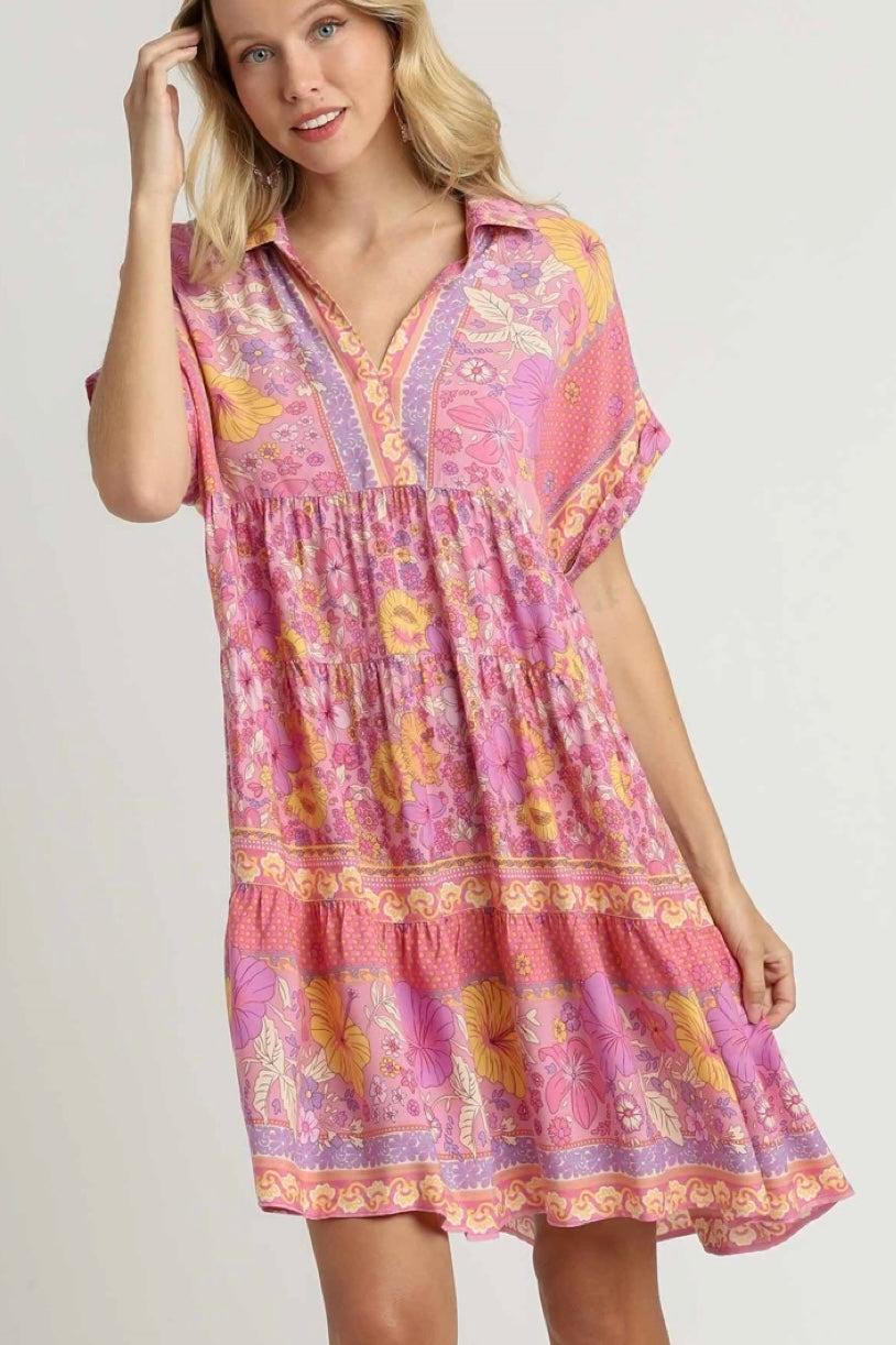 Umgee Floral Tiered Dress