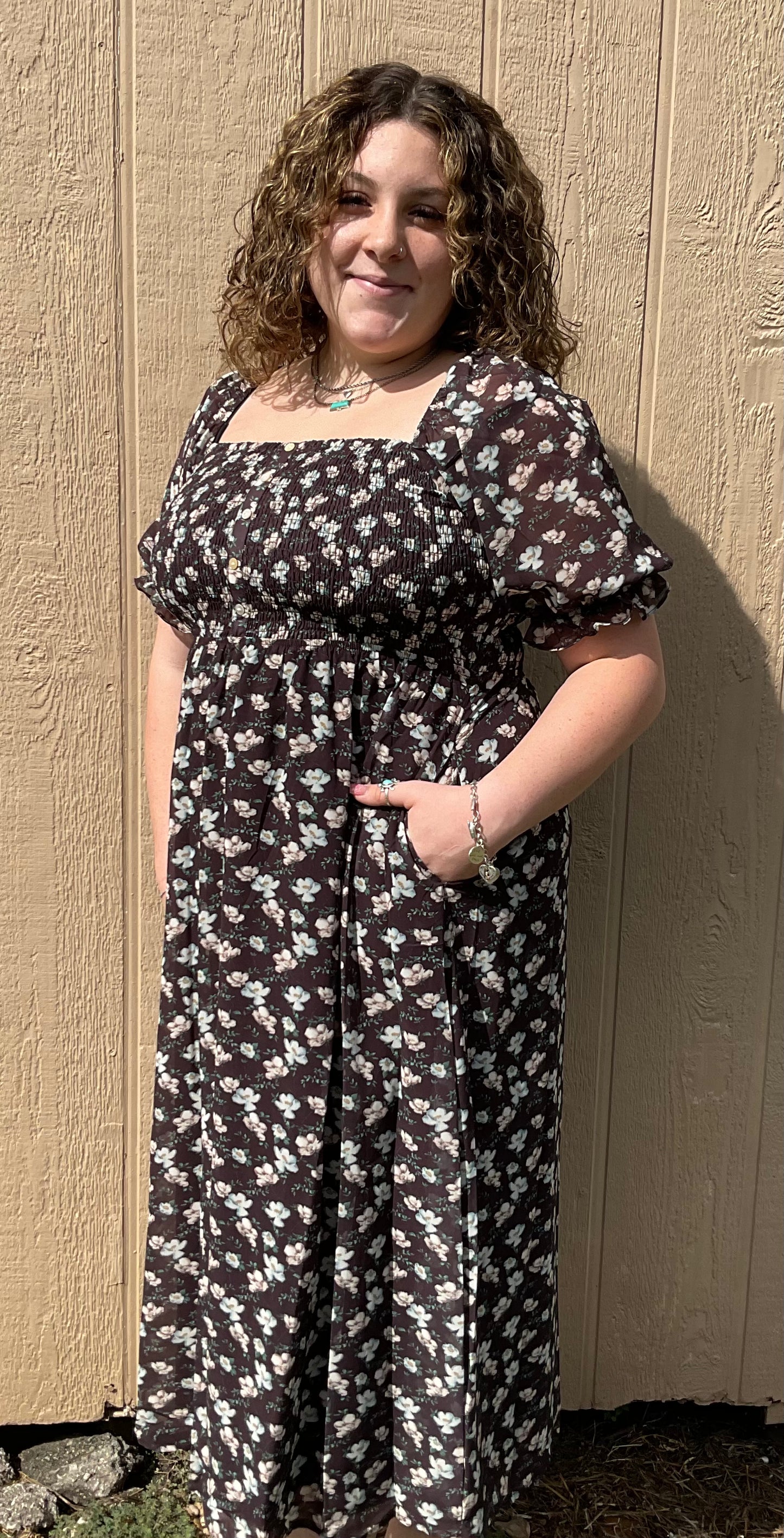 Wishlist Puss Sleeve Floral Midi Dress