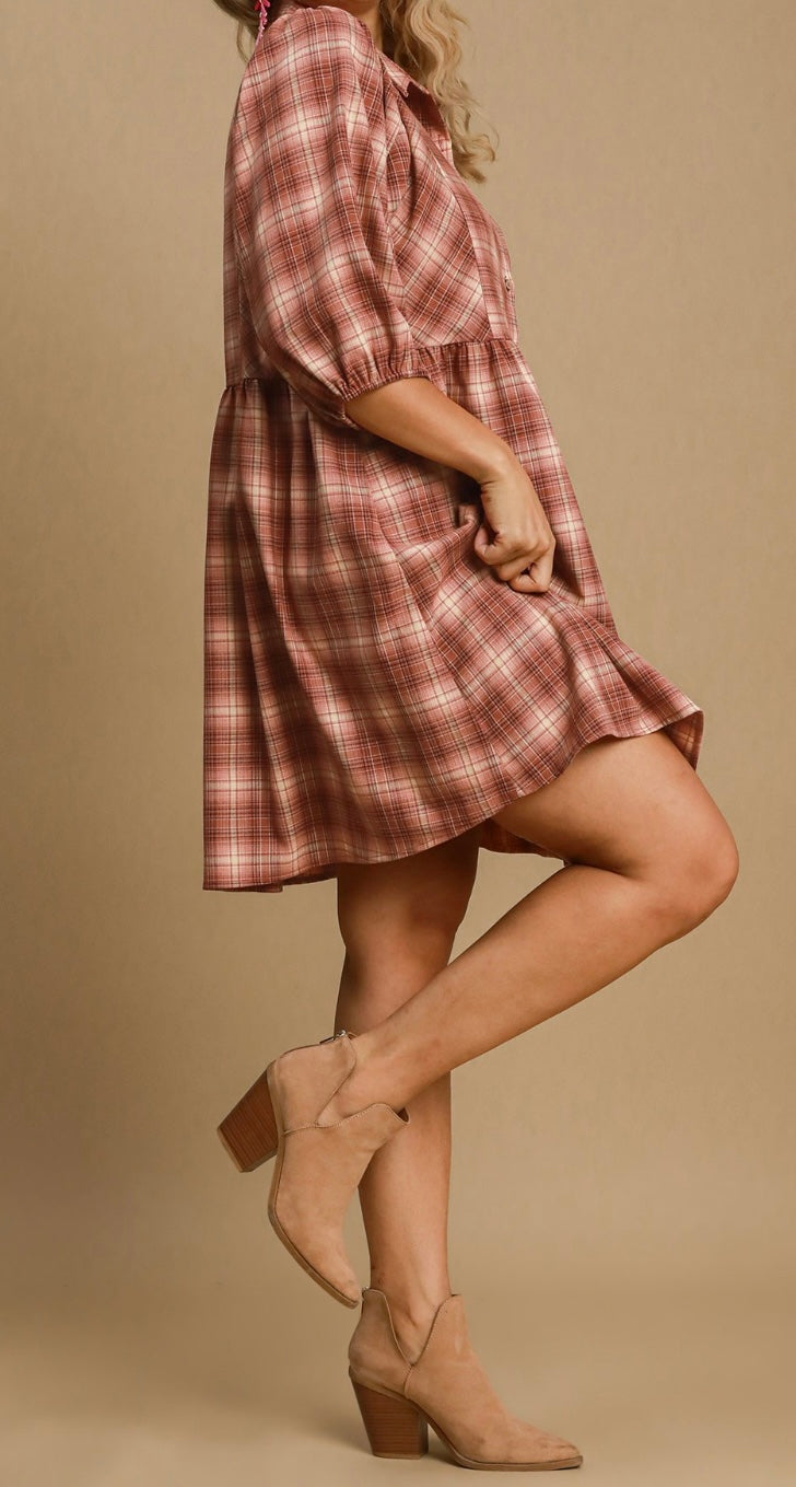 Umgee Checkered Mini Dress