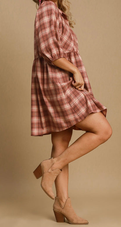 Umgee Checkered Mini Dress