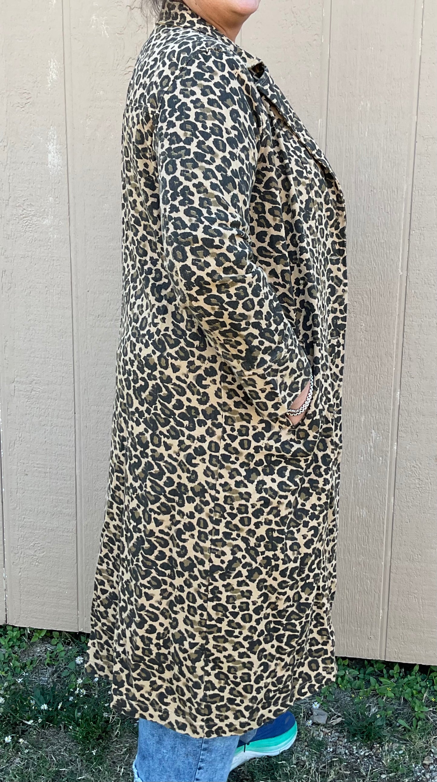 Davi & Dani Leopard Denim Duster