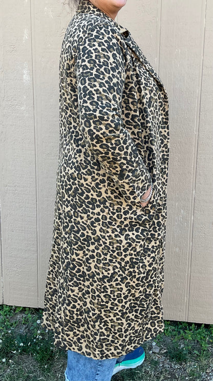 Davi & Dani Leopard Denim Duster