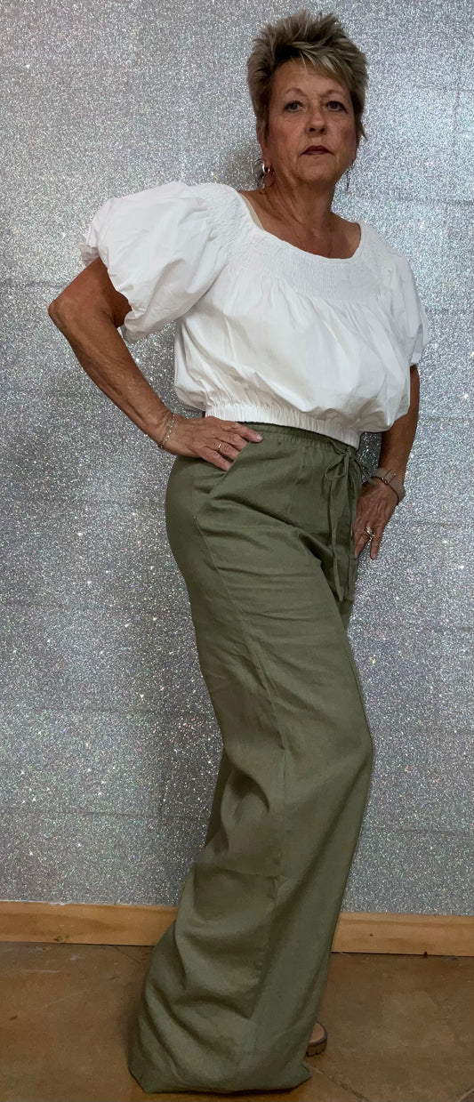 Cotton Bleu linen pants