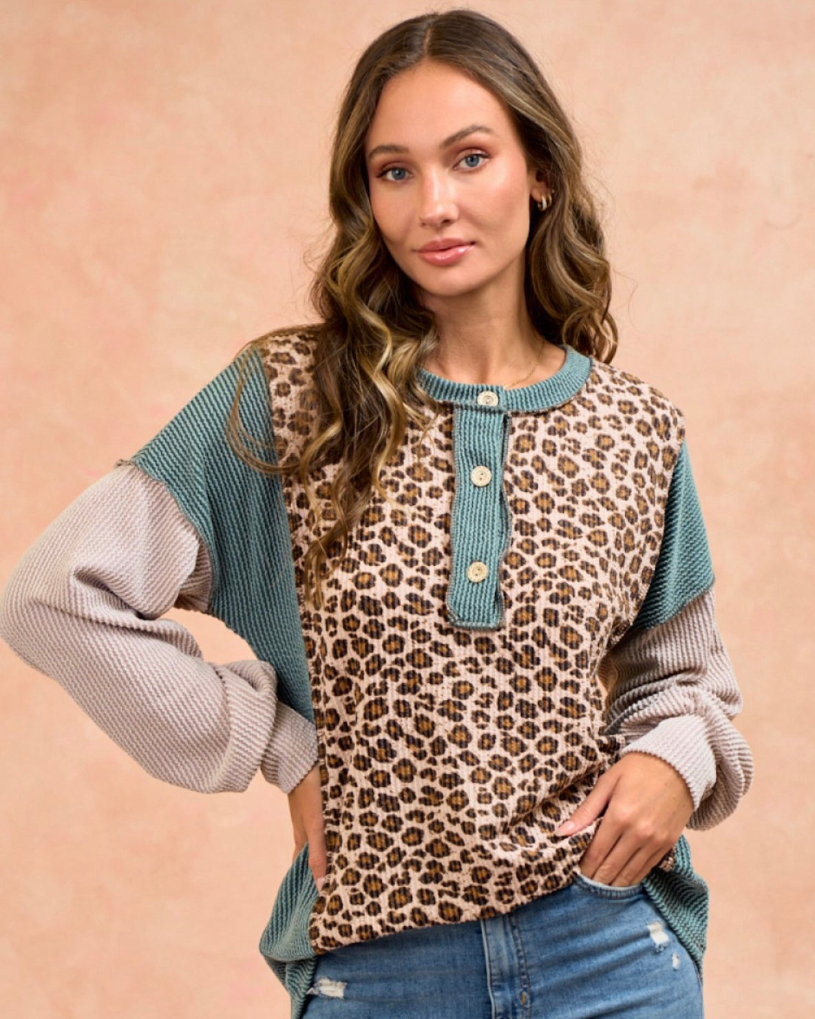 Lovely Melody Cheetah Ribbed Top