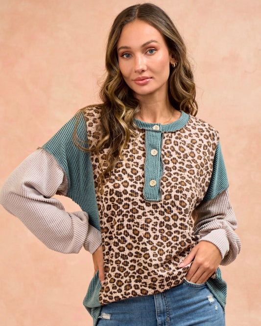 Lovely Melody Cheetah Ribbed Top