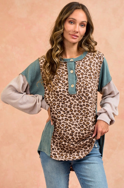 Lovely Melody Cheetah Ribbed Top
