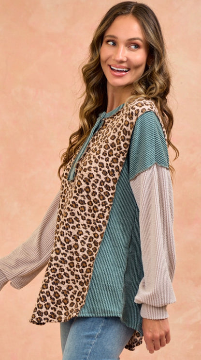 Lovely Melody Cheetah Ribbed Top